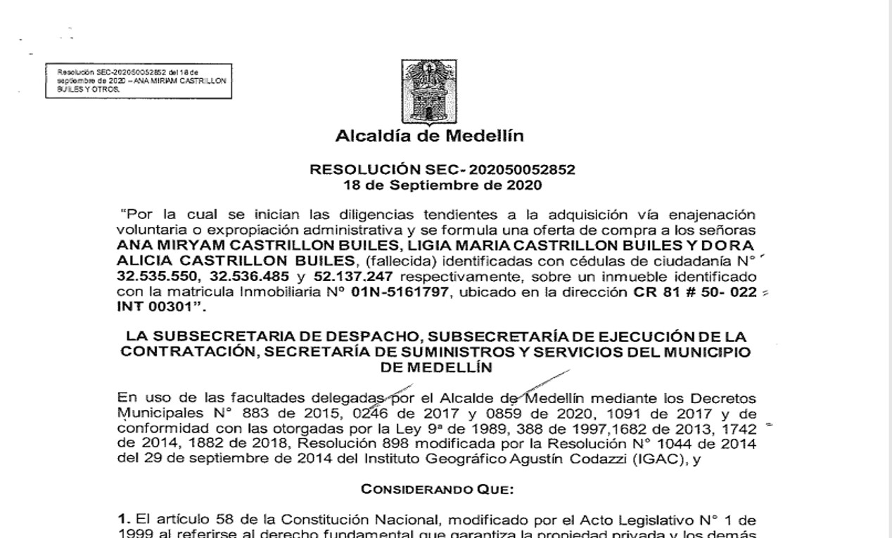Resolución Ana Miryam Castrillón Builes y otros