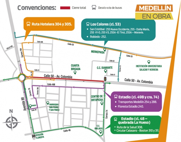 Conoce los cierres viales en la calle 50 – Colombia