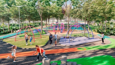 La Alcaldía de Medellín avanza en la renovación del parque infantil de la Unidad Deportiva de Belén